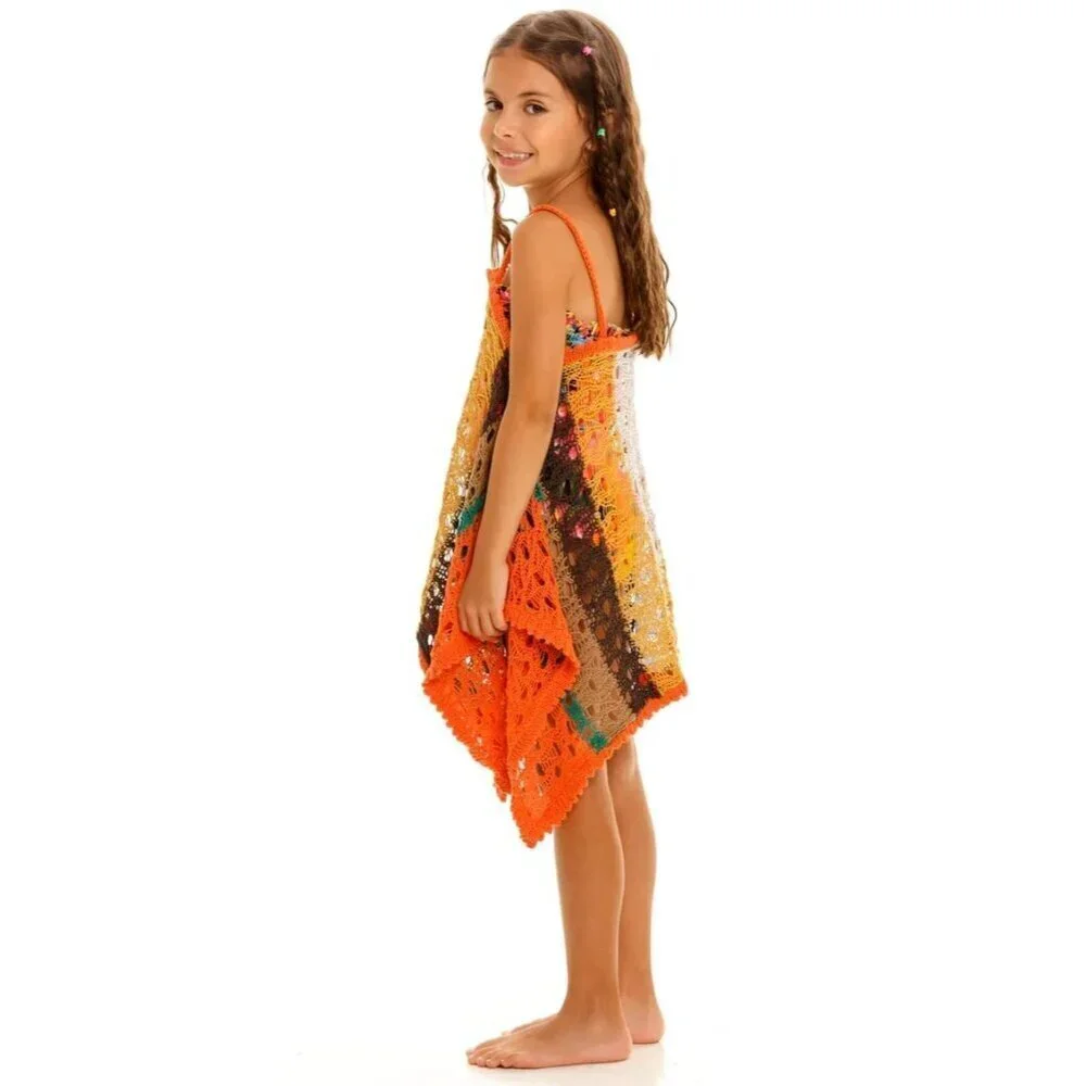 Agua Bendita Lolly Crochet Tunic Cover Up Praia Kids Size 2/4